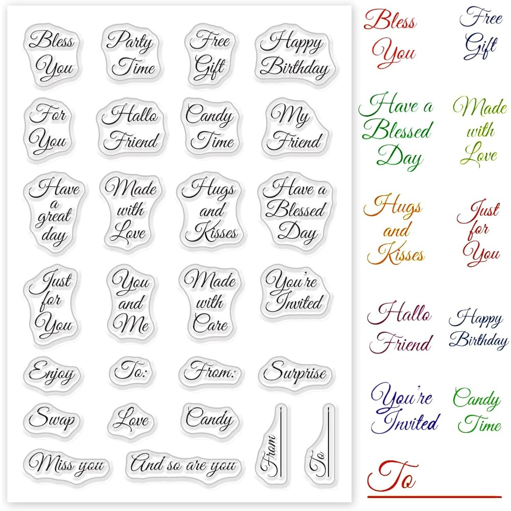 Clear Silicone Stamps For Card Making - Tampons transparents en silicone avec joyeux